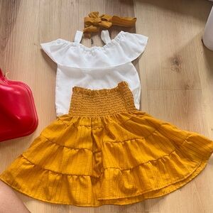 Kids Mustard Yellow Skirt set 9-12m